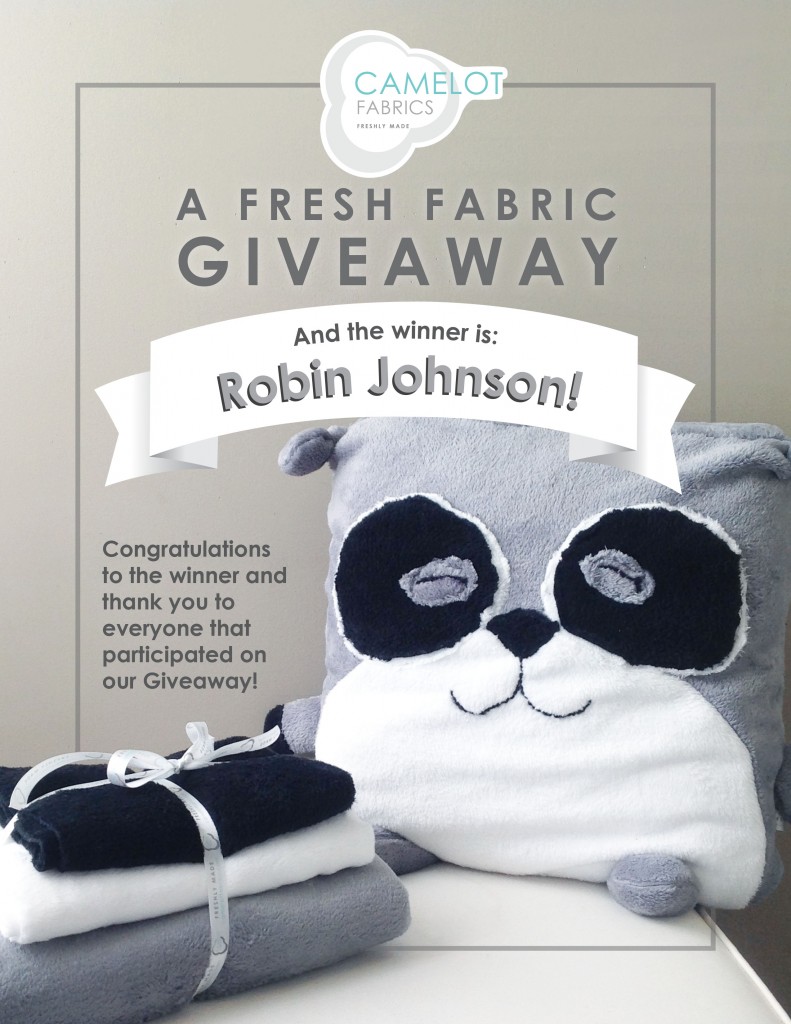 Camelot Fabrics Roonie the Racoon Kit Giveaway Winner