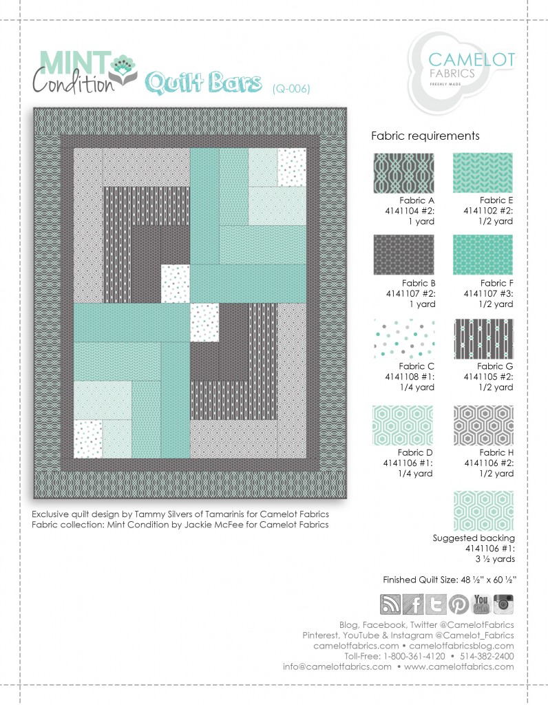 How To's Day | Quilt Bars by Tamarinis for Camelot Fabrics | Mint Condiiton by Jackie McFee