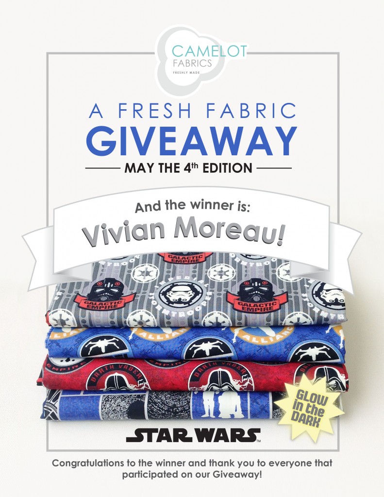 Winsday | Star Wars Fabric Giveaway Winner | Camelot Fabrics